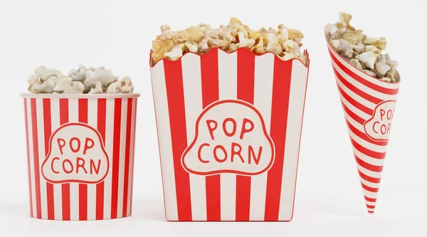 stock image Realistic 3D Render of Popcorn in Cups