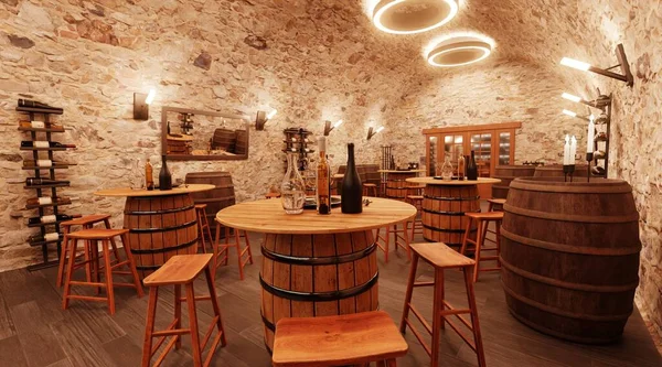 Realistische Render Winery Restaurant — Stockfoto