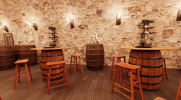 Realistisk Render Winery Restaurant — Stockfoto