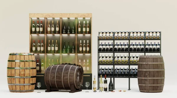 Realistic Render Wine Set — Stock Photo, Image