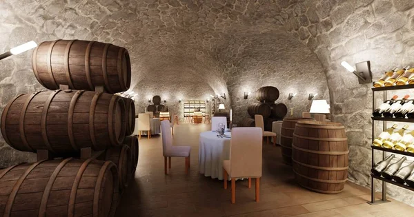 Realistisk Render Winery Restaurant Stockbild
