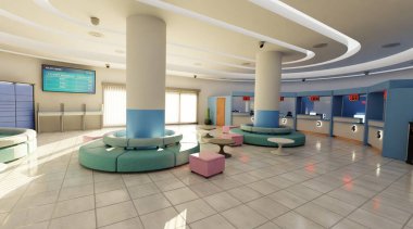 Posta Ofisi İçinin Gerçekçi 3B Hazırlaması