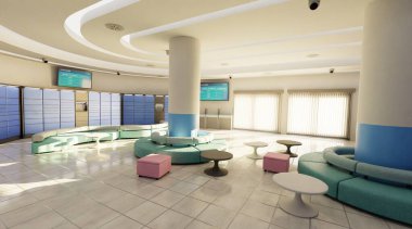 Posta Ofisi İçinin Gerçekçi 3B Hazırlaması