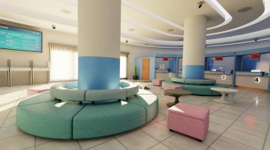 Posta Ofisi İçinin Gerçekçi 3B Hazırlaması