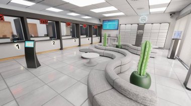 Posta Ofisi İçinin Gerçekçi 3B Hazırlaması