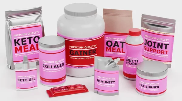 Realistic 3D Render of Fitness Supplements
