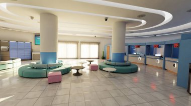 Posta Ofisi İçinin Gerçekçi 3B Hazırlaması