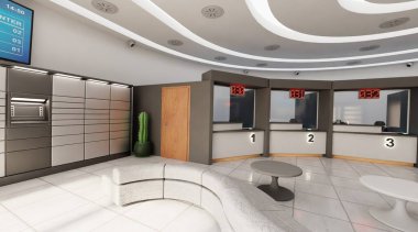 Posta Ofisi İçinin Gerçekçi 3B Hazırlaması