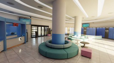 Posta Ofisi İçinin Gerçekçi 3B Hazırlaması