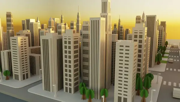 stock image Realistic 3D Render of Paper City Model