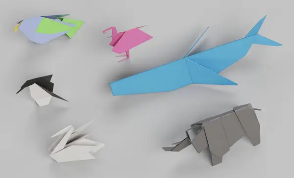 stock image Realistic 3D Render of Paper Animals