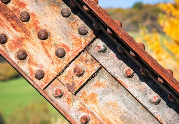 Fundo Textura Detalhe Uma Ponte Ferroviária Metal Velho — Fotografia de Stock