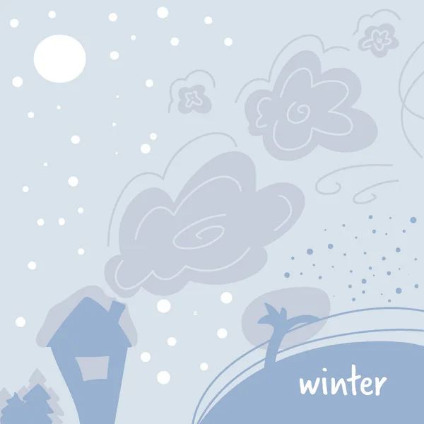 Симпатичная Стильная Открытка Зиме Снеге Природе Векторная Иллюстрация — стоковый вектор