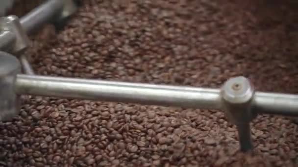 Processus Torréfaction Des Grains Café Mouvement Des Grains Dans Machine — Video