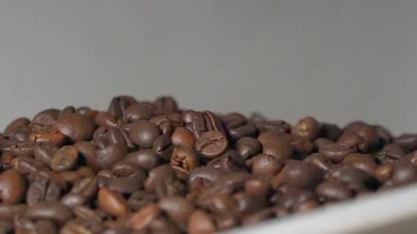 Koffiebonen Zijn Roosteren Uitzicht Het Ronde Gat Video Full — Stockvideo