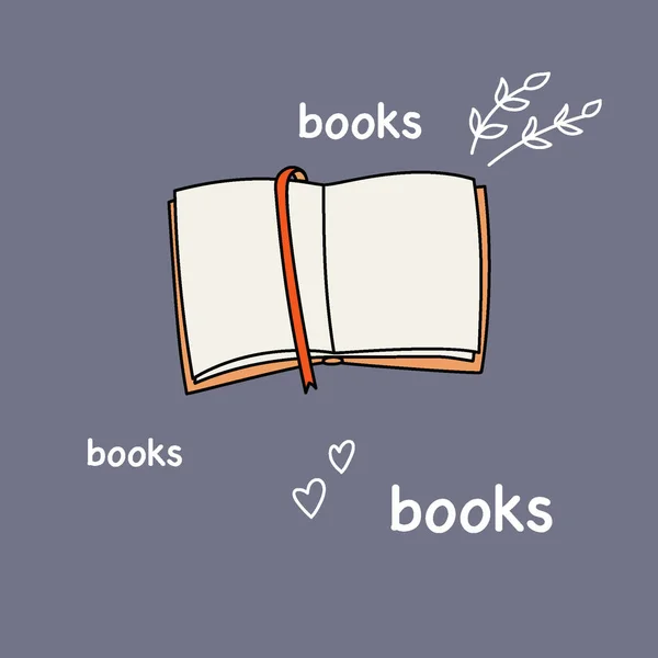 Aranyos Illusztráció Szeretem Könyveket Nyitott Könyv Vektorillusztráció — Stock Vector