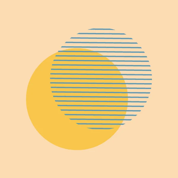 düz geometrik çizim sarı daire eski kağıt üzerinde. Vektör illüstrasyonu