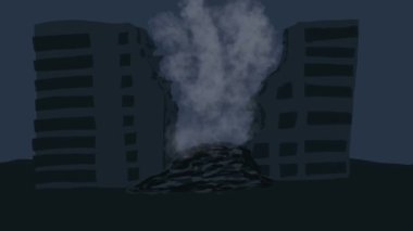 During the war in Ukraine, a bomb hit a residential building. High quality 4k footage