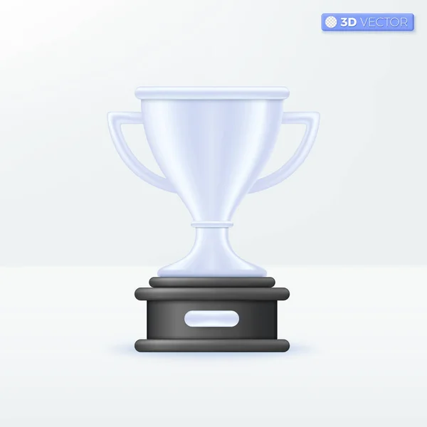 Silver Trophy Cup Icon Symbols Champions Rewards Ceremony Success 2Rd — Stock Vector