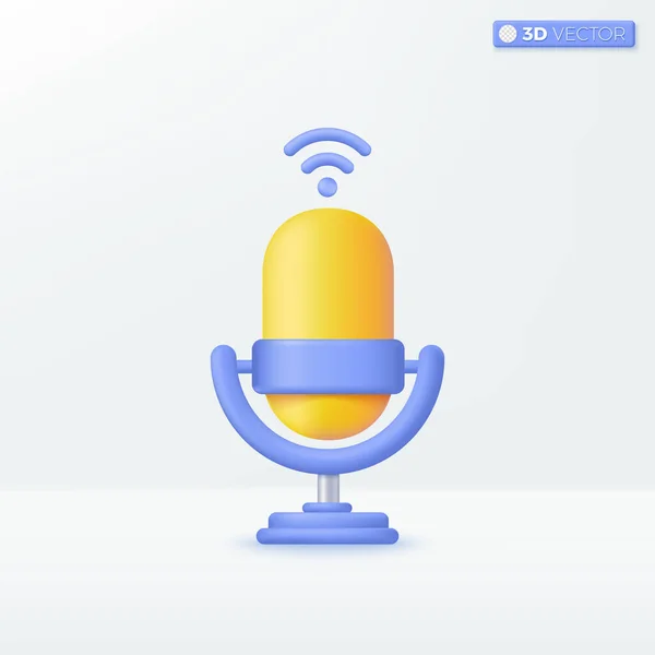 Sárga Mikrofon Állványon Wifi Ikon Szimbólumok Hangosbemondó Zene Karaoke Felvétel — Stock Vector