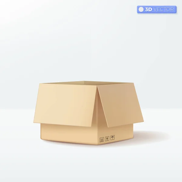 现实的纸板箱图标符号 空白白色立方体产品纸盒包装纸盒 纸盒包装盒造型 三维矢量隔离图解设计 卡通粉刷简约风格 — 图库矢量图片