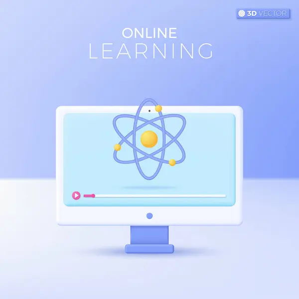 Learning Icon Symbols Science Nucleus Atom Molecules Online Education Home — Stock Vector