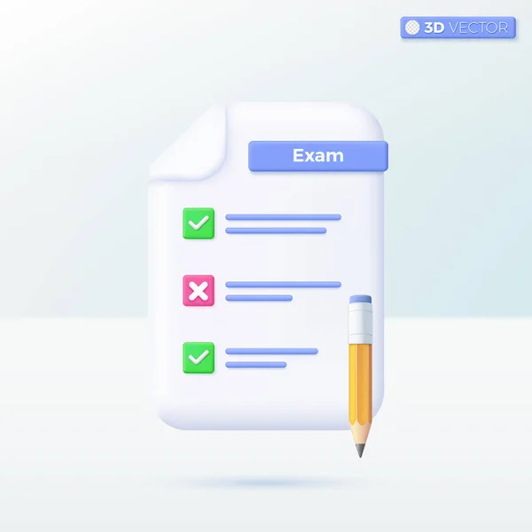 Exam Paper Checklist Pencil Icon Symbols Fast Work Project Plan — Stock Vector
