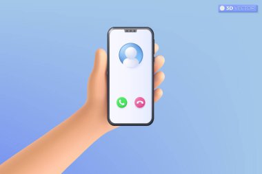 3D cep telefonu simgesi. Boş ekranlı gerçekçi akıllı telefon, telefon modeli. Düzenlenebilir mobil şablon kavramı. 3B vektör izole edilmiş illüstrasyon, Karikatür Pastel Asgari biçim.