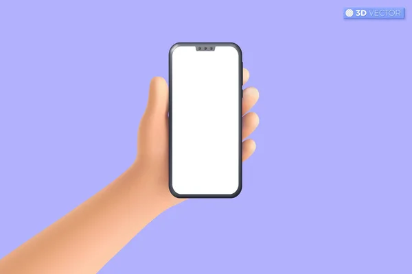 Kézben Tartott Mobiltelefon Ikon Szimbólum Realisztikus Okostelefon Üres Képernyővel Telefon — Stock Vector