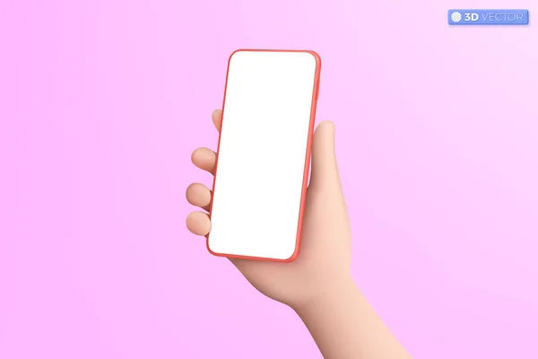 Hand Houden Mobiele Telefoon Pictogram Symbool Realistische Smartphone Met Leeg — Stockvector