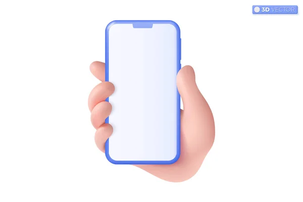 Mão Segurando Símbolo Ícone Telefone Móvel Smartphone Realista Com Tela — Vetor de Stock