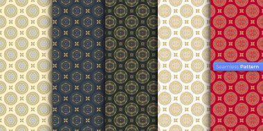 Çin usulü Japon geometrik deseni. renk arkaplanı. çağdaş sanat. Simetrik. En az stil. Duvar kağıdı, ambalaj kağıdı, tekstil, kumaş, kıyafet, hatıra eşya, yüzey için. Kusursuz şablon vektörü.