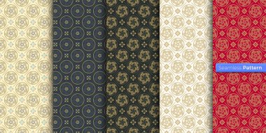 Çin usulü Japon geometrik deseni. renk arkaplanı. çağdaş sanat. Simetrik. En az stil. Duvar kağıdı, ambalaj kağıdı, tekstil, kumaş, kıyafet, hatıra eşya, yüzey için. Kusursuz şablon vektörü.