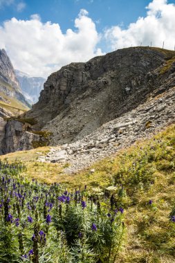 Dağın tepesindeki bulutlar Dolomitler