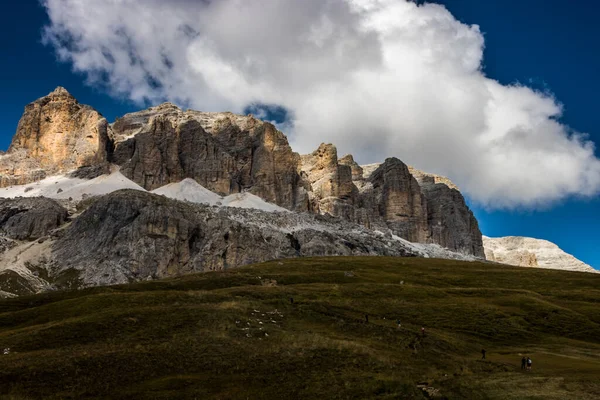 Clouds Sella Pass Dolomites — Stock Photo, Image