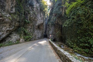 Scenic road Strada della Forra through the gorge on Lake Garda