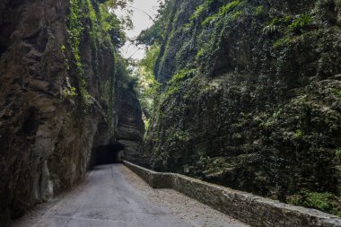 Scenic road Strada della Forra through the gorge on Lake Garda