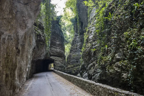 Scenic road Strada della Forra through the gorge on Lake Garda