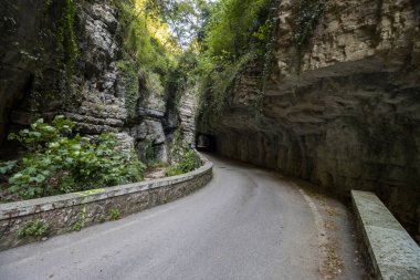 Strada della Forra mountain landscape road through the gorge on Lake Garda