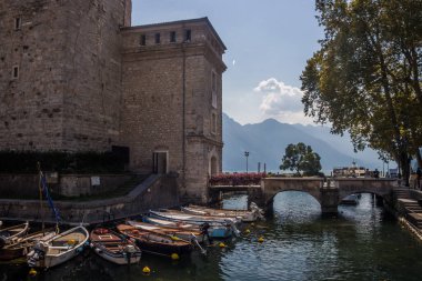 Sunny summer day in Riva del Garda resort on Lake Garda