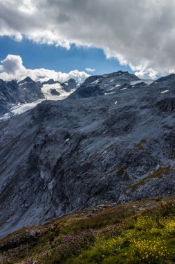 Alplerdeki dağ manzaralı Stelvio Geçidi