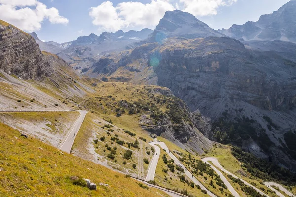 Berglandweg Stelvio Pass Alpen Rechtenvrije Stockafbeeldingen