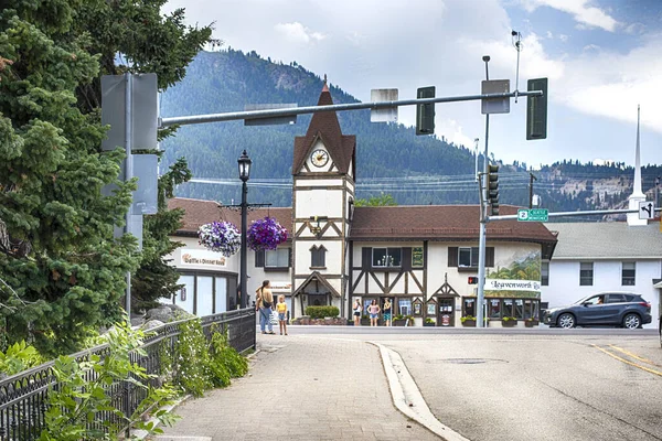Leavenworth Haziran 2023 Bavyera Tarzı Köy Leavenworth Cascade Dağları Yakınında Stok Resim