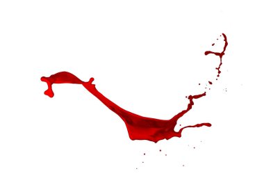 Beyaz arkaplanda kırmızı boya sıçraması.