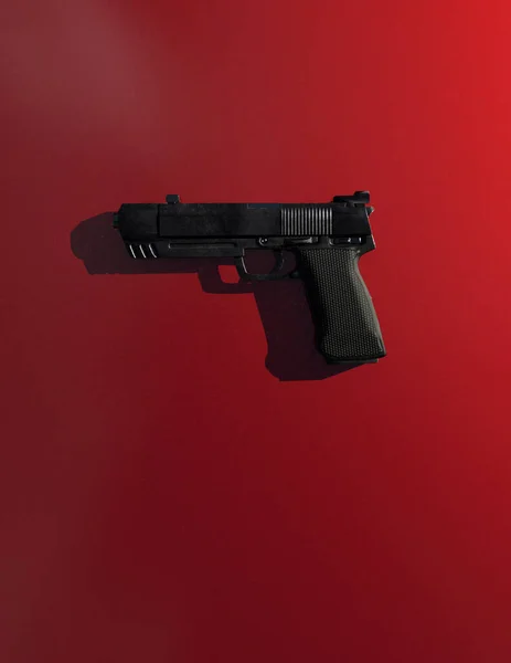 Pistol Rode Achtergrond Weergave — Stockfoto