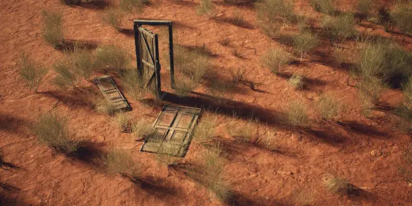 ประต และกรอบในทะเลทรายท งแล — ภาพถ่ายสต็อก