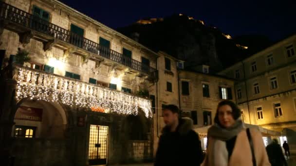 Kotor Montenegro Ancient Architecture New Year 2020 2Th January — Stok Video