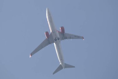 Chiangmai, Tayland-Temmuz 14 2019: Tayland LionAir havayolları HS-Luv Boeing 737-800. Chiangmai Havalimanından Bangkok 'a kalkış.