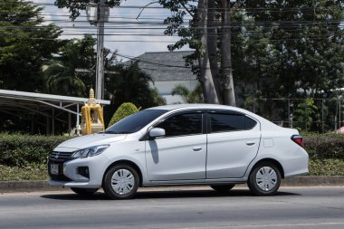 Chiangmai, Tayland - 31 Mayıs 2023: özel araba Mitsubishi Attract. Fotoğraf 121 no 'lu yolda, Chiangmai, Tayland şehir merkezinden yaklaşık 8 km uzaklıkta..