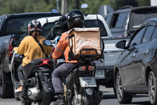 Чиангмай Таиланд Июня 2023 Года Доставщик Ездит Мотоцикле Shopee Food — стоковое фото